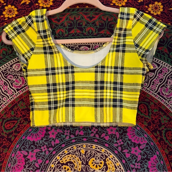 BlackMilk- Tartan Yellow Nana Suit Crop Top- Size Small - Picture 2 of 7